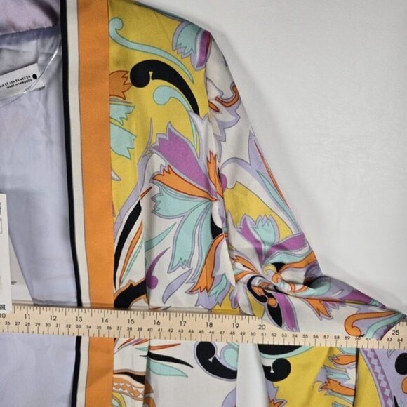 NWT ZARA Satin Printed Short Kimono 70s Lilac with Belt 7929/075 Size XS - Picture 9 of 16